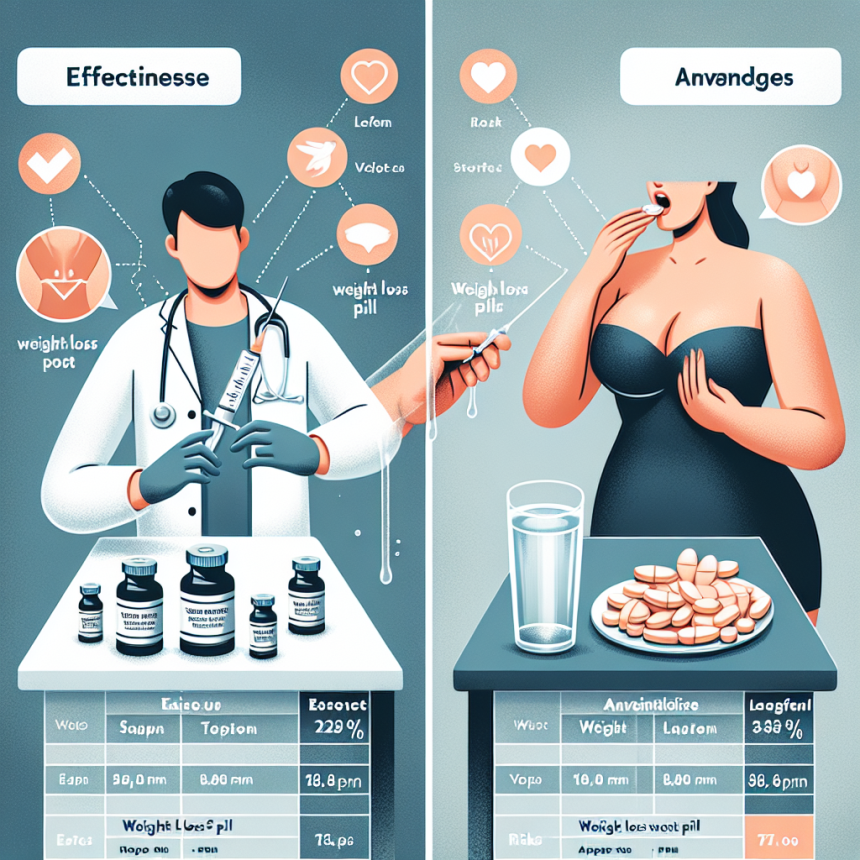Diferencias entre Inyecciones y pastillas para adelgazar oral e inyectable